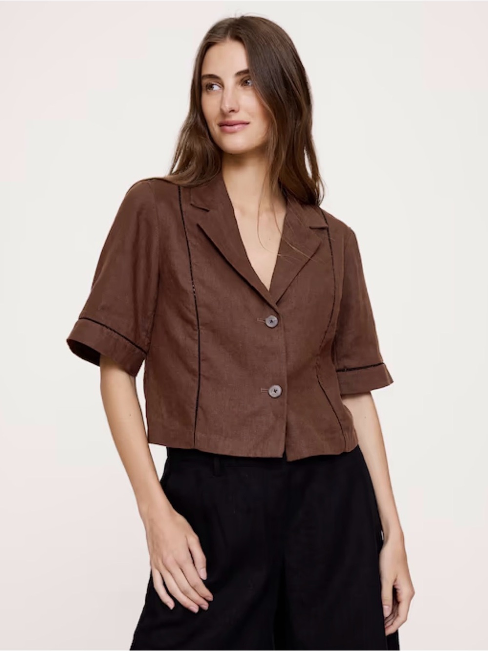 NWOT Linen Short-Sleeve Blazer Top